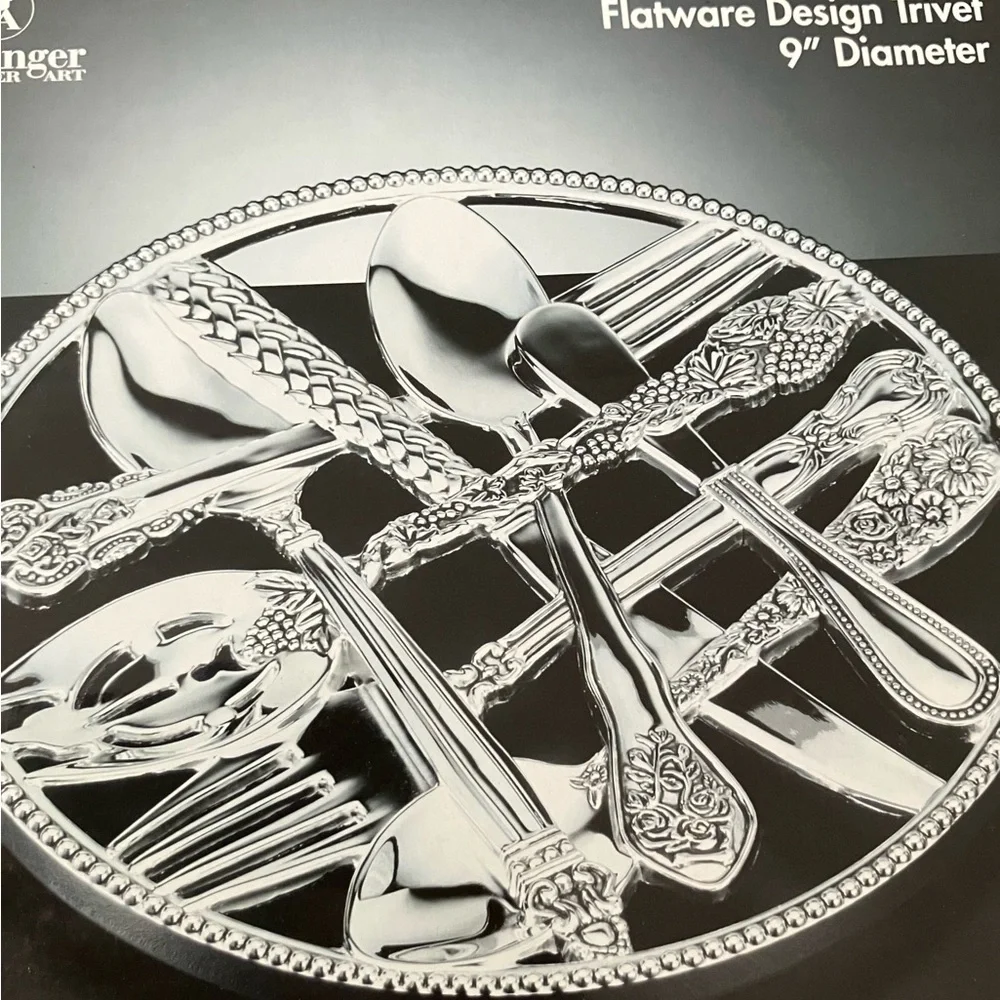 NEW LOT of 2 in Boxes Godinger Silver Plated Flatware Trivet 9”